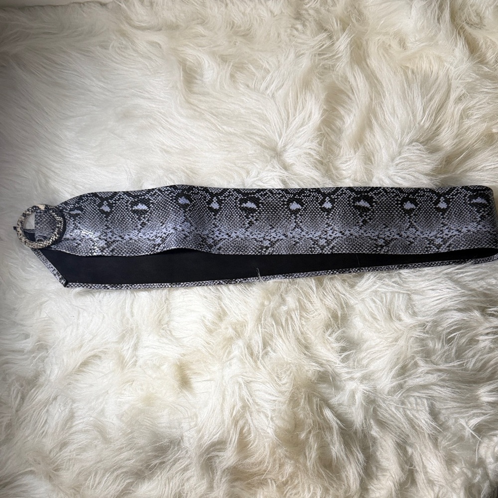 Express Black and Gray Snake Print Belt